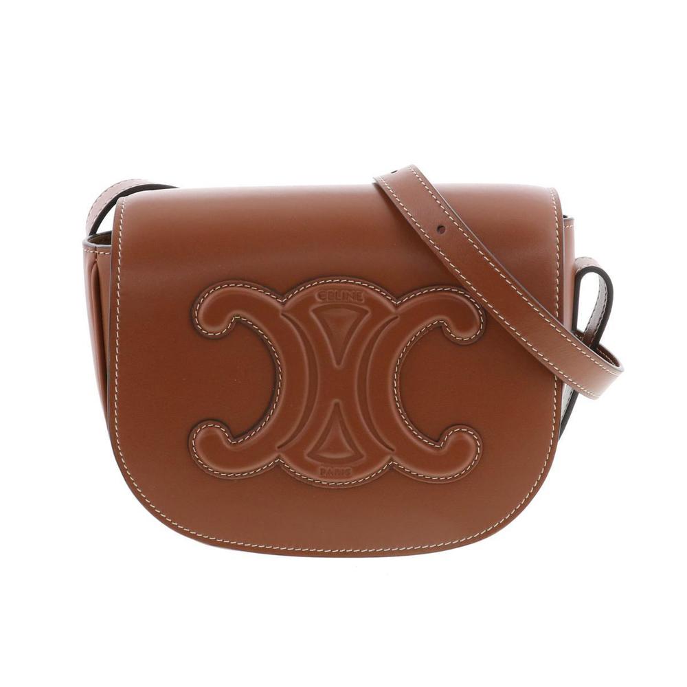 Celine Tori Triomph Bag Cuille Shoulder Bag Messenger Calfskin Folco Brown off - Picture 2 of 5